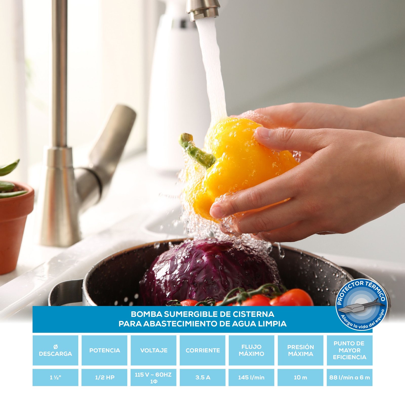 Bomba sumergible 90LPM 1/2Hp. - Image 2